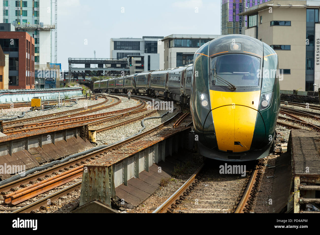 Hitachi Class 800 trainset operated by Great Western Railway under the Department for Transport’s Intercity Express Programme (IEP) approaching Cardi Stock Photo