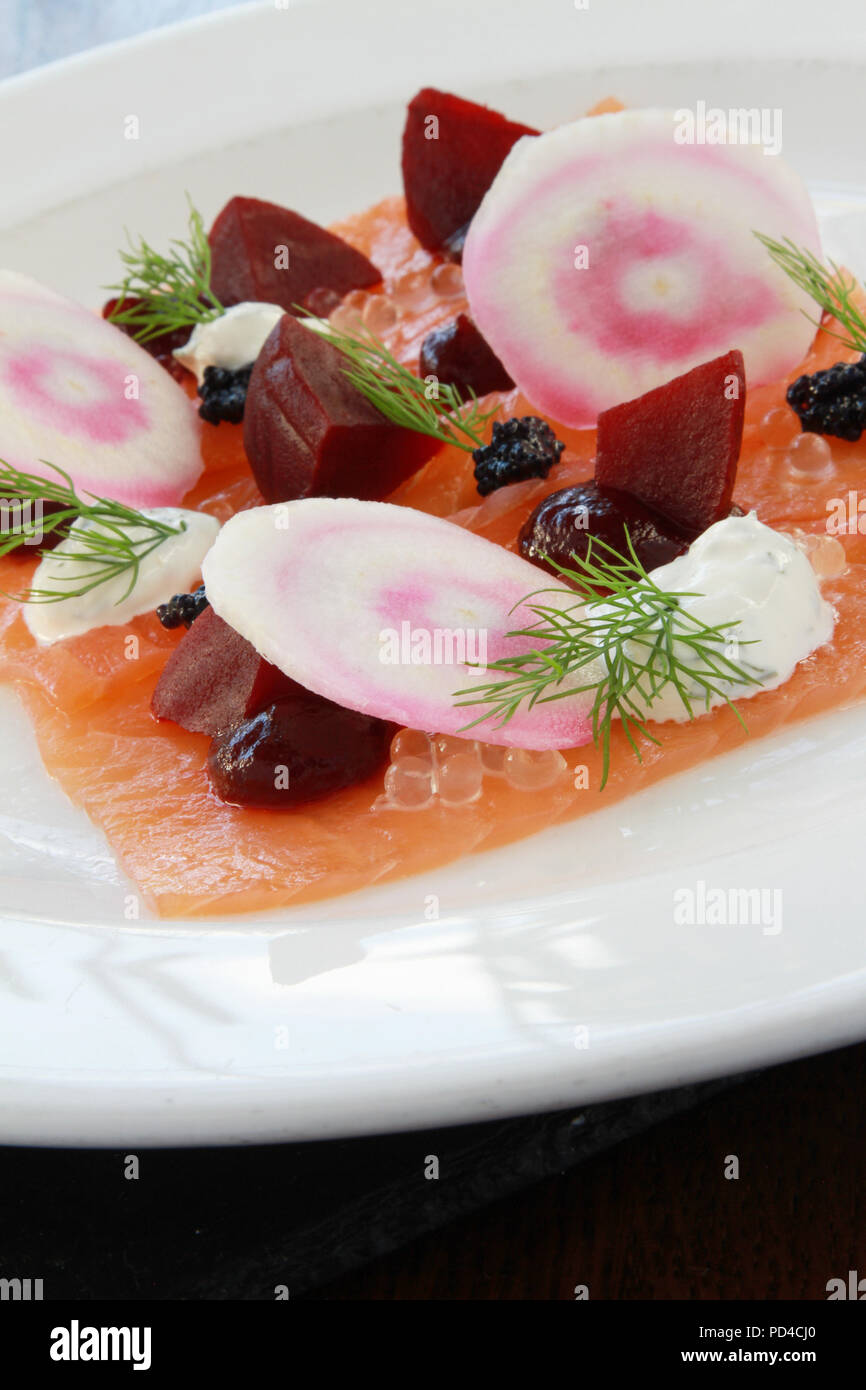 smoked salmon appetizer starter Stock Photo - Alamy