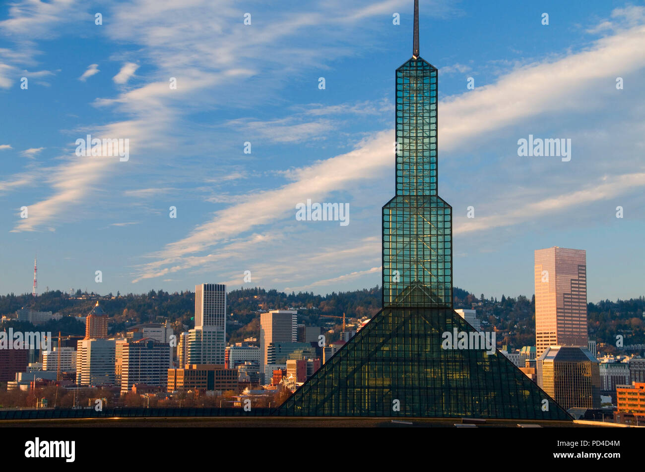 Convention Center tower with downtown, Portland, Oregon Stock Photo Alamy