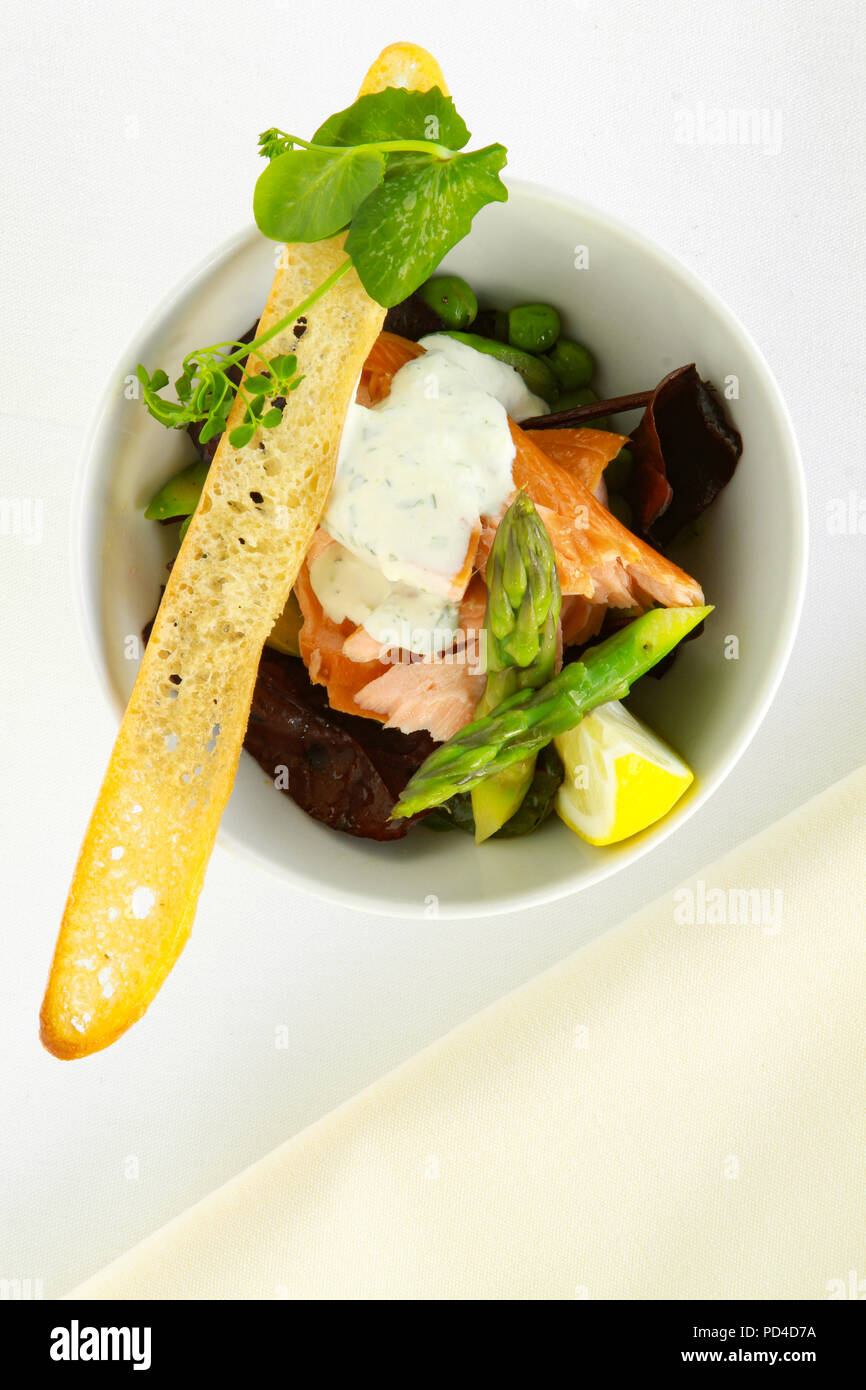 hot smoked salmon appetizer Stock Photo Alamy