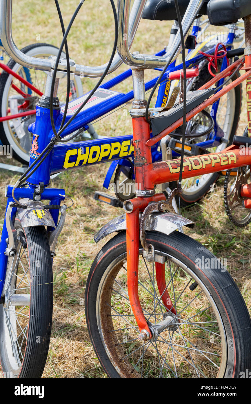 Two Raleigh Chopper bikes. UK Stock Photo