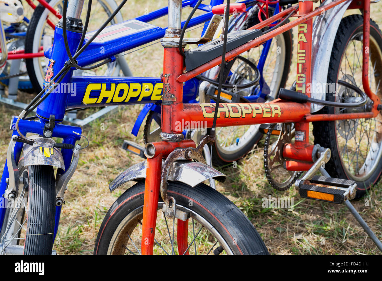 Two Raleigh Chopper bikes. UK Stock Photo