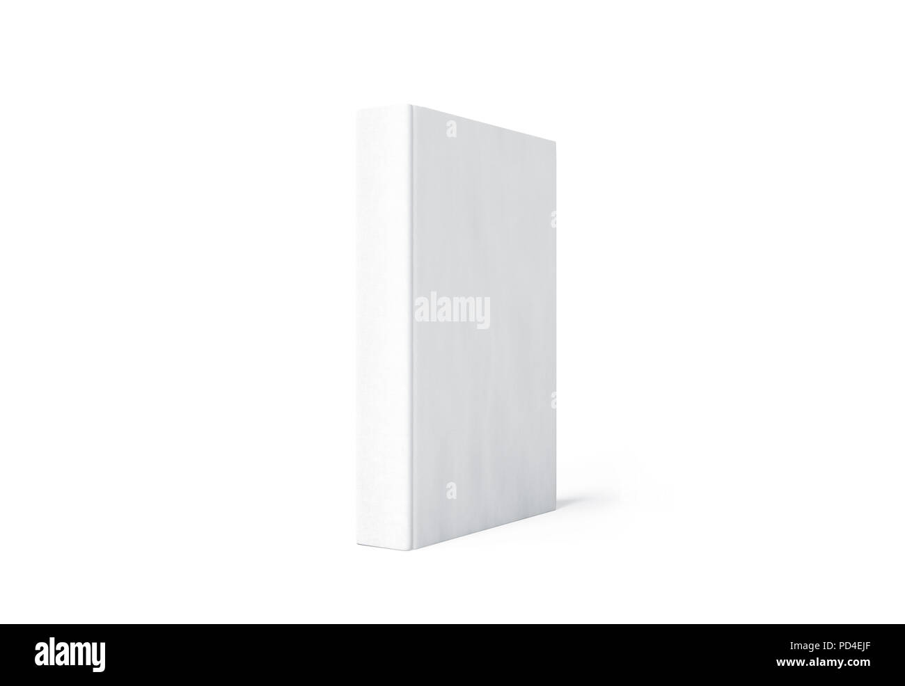 Blank white thick book spine mock up stand isolated, 3d rendering. Empty hard cover notebook mockup. Bookstore branding template. Textbooks isolated Stock Photo
