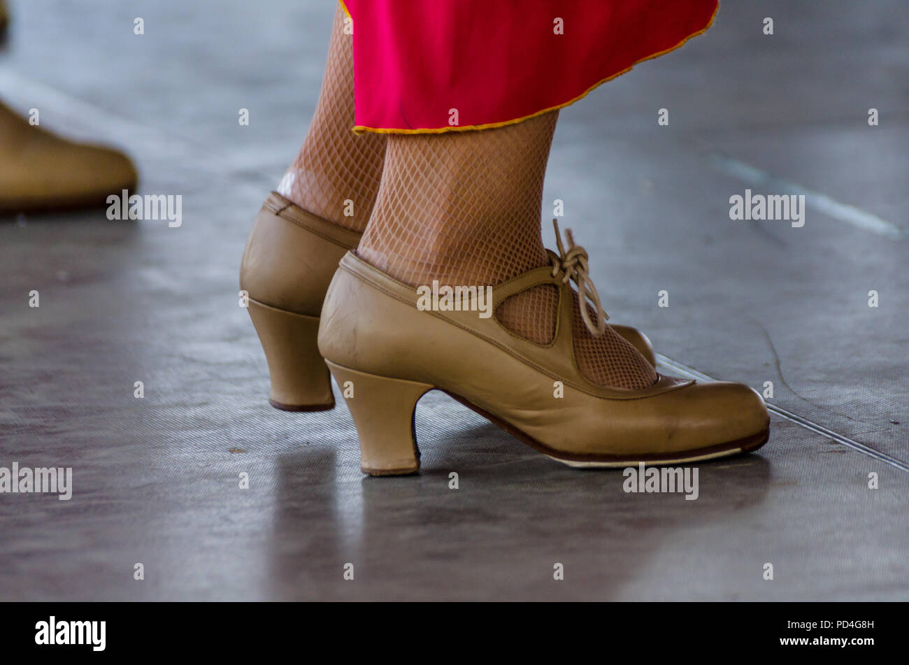 closeup of a typical shoes to the traditional Spanish flamenco dance shoes,  leather high heels, part of the costume Stock Photo - Alamy