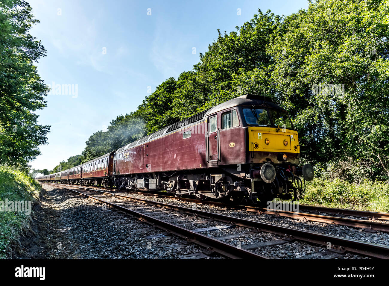 Heavy diesel of West Coast railways passing through WenningtonBentham enroute to