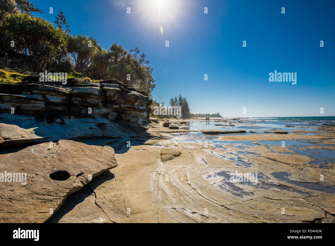 Sunny view of Shelly Beach at Caloundra, Sunshine Coast, Queensland, Australia Stock Photo