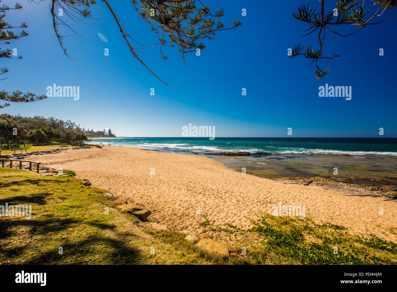 Sunny view of Shelly Beach at Caloundra, Sunshine Coast, Queensland, Australia Stock Photo