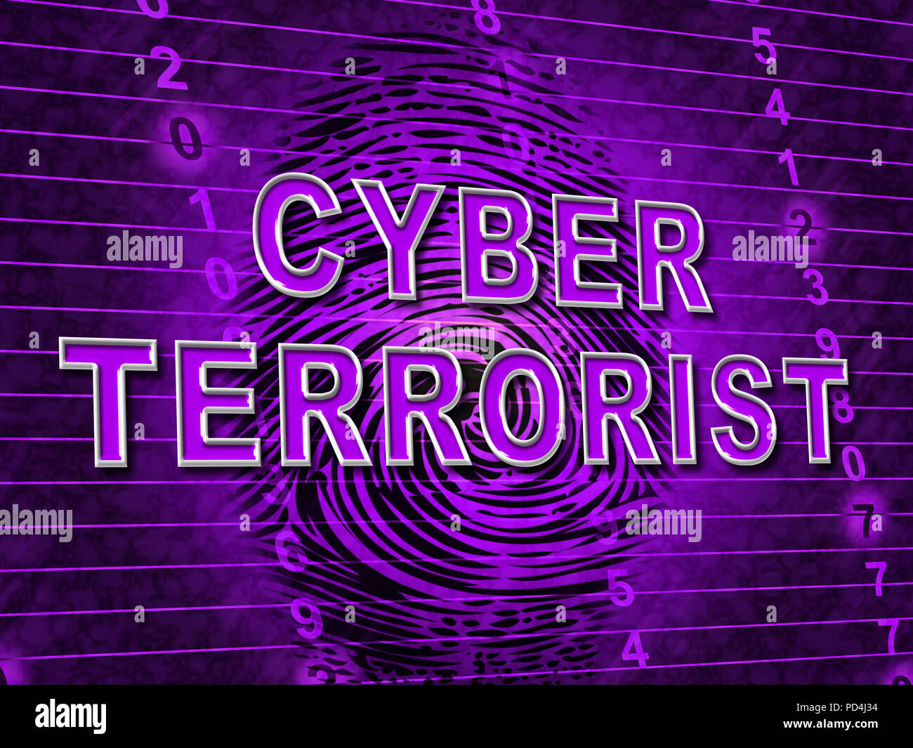 Cyber Terrorist Extremism Hacking Alert 3d Illustration Shows Breach Of Computers Using Digital Espionage And Malware Stock Photo