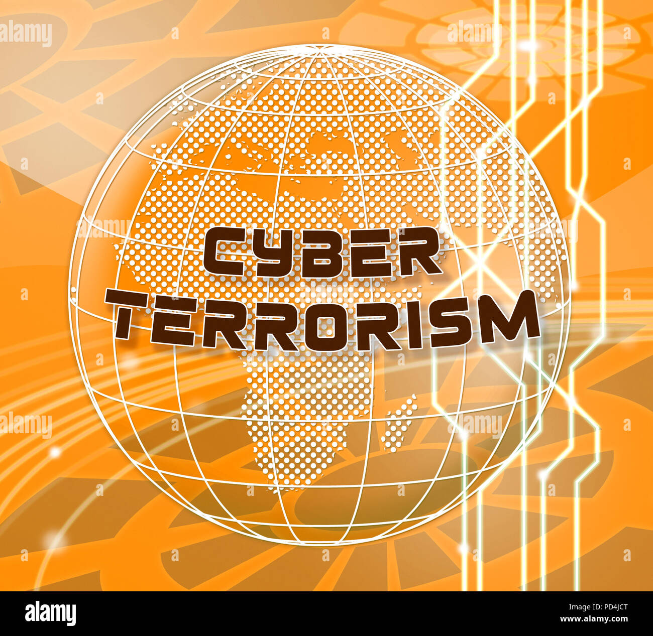 Cyber Terrorism Online Terrorist Crime 3d Illustration Shows Criminal Extremists In A Virtual War Using Espionage And Extortion Stock Photo