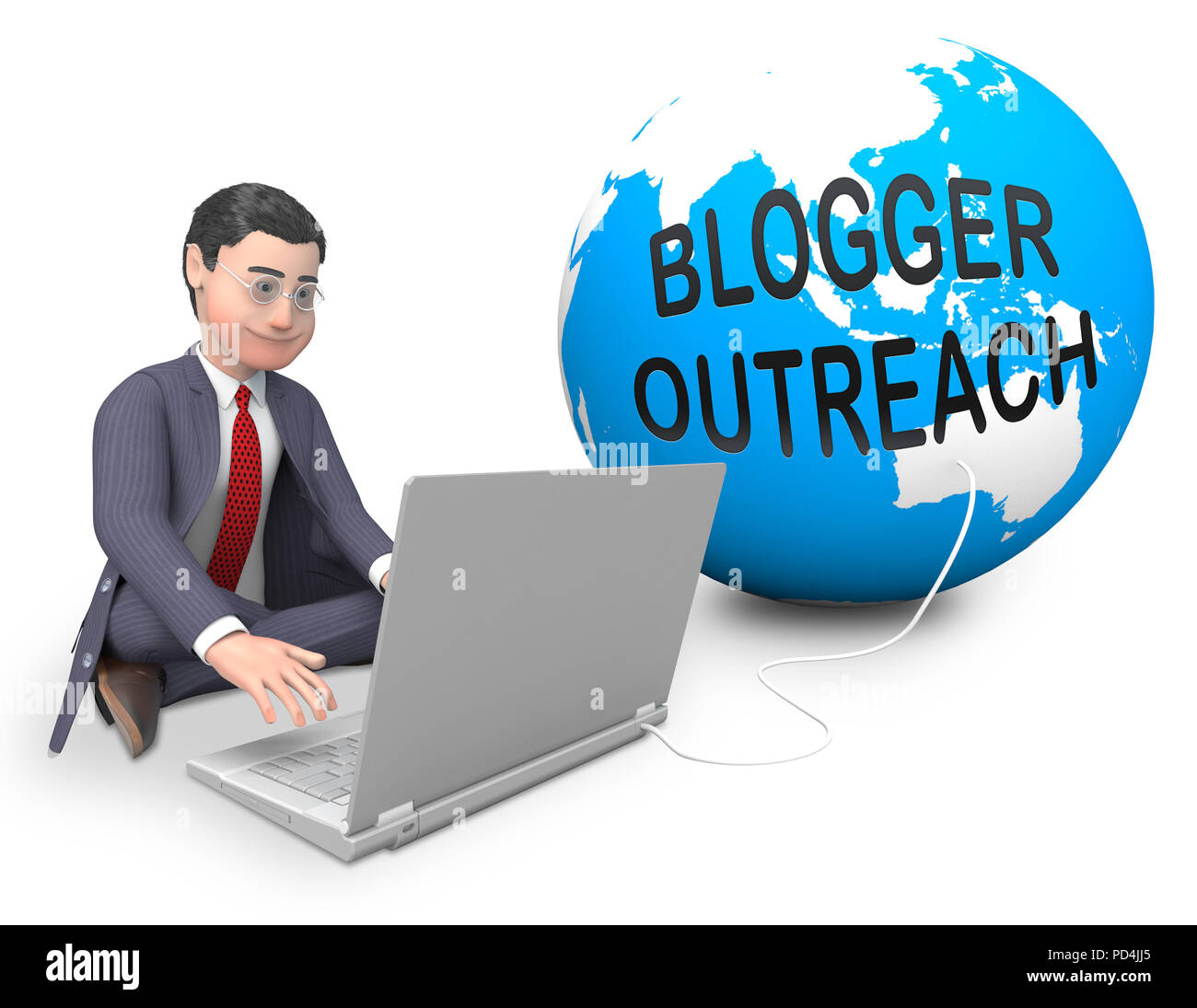 Blogger Outreach Influencer Engagement Content 3d Rendering Shows The Blog Marketing Process Of Social Media Influence Stock Photo