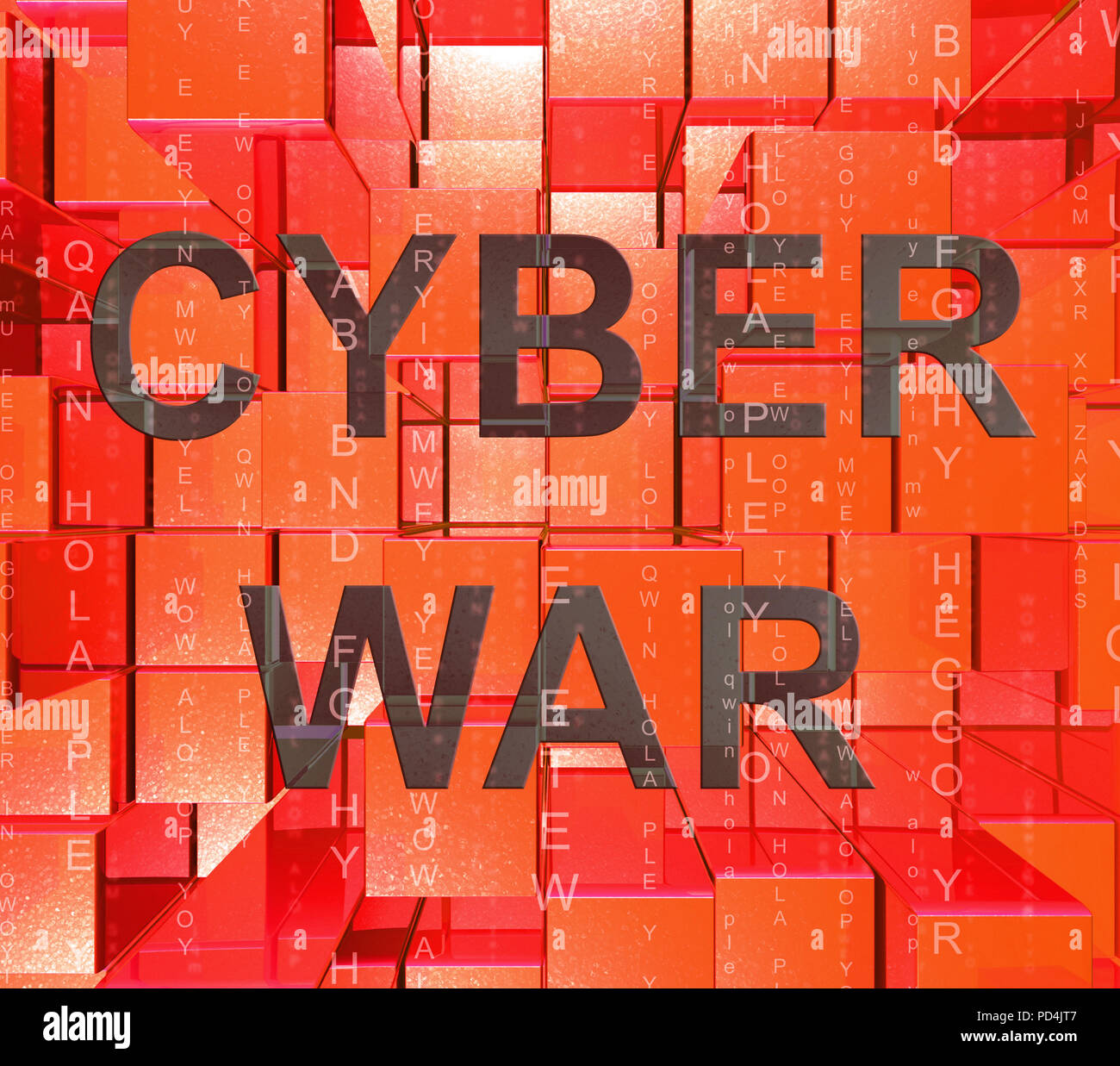 Cyberwar Virtual Warfare Hacking Invasion 3d Illustration Shows ...