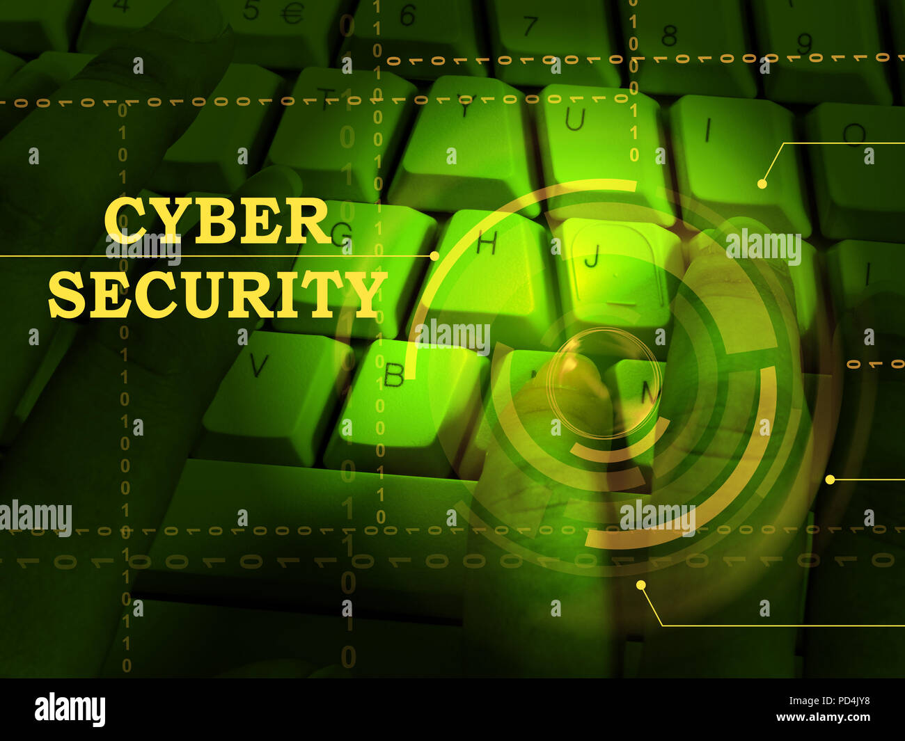Cybersecurity Concept Digital Cyber Security 3d Illustration Shows ...