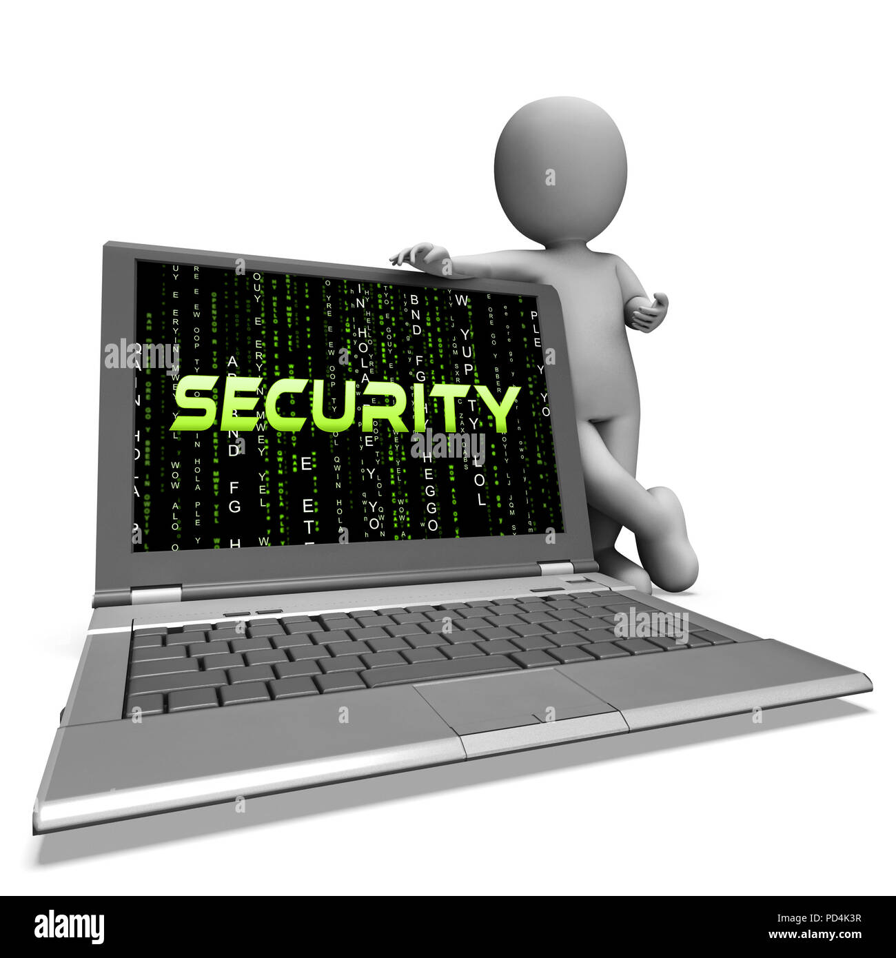 Cybersecurity Concept Digital Cyber Security 3d Rendering Shows ...