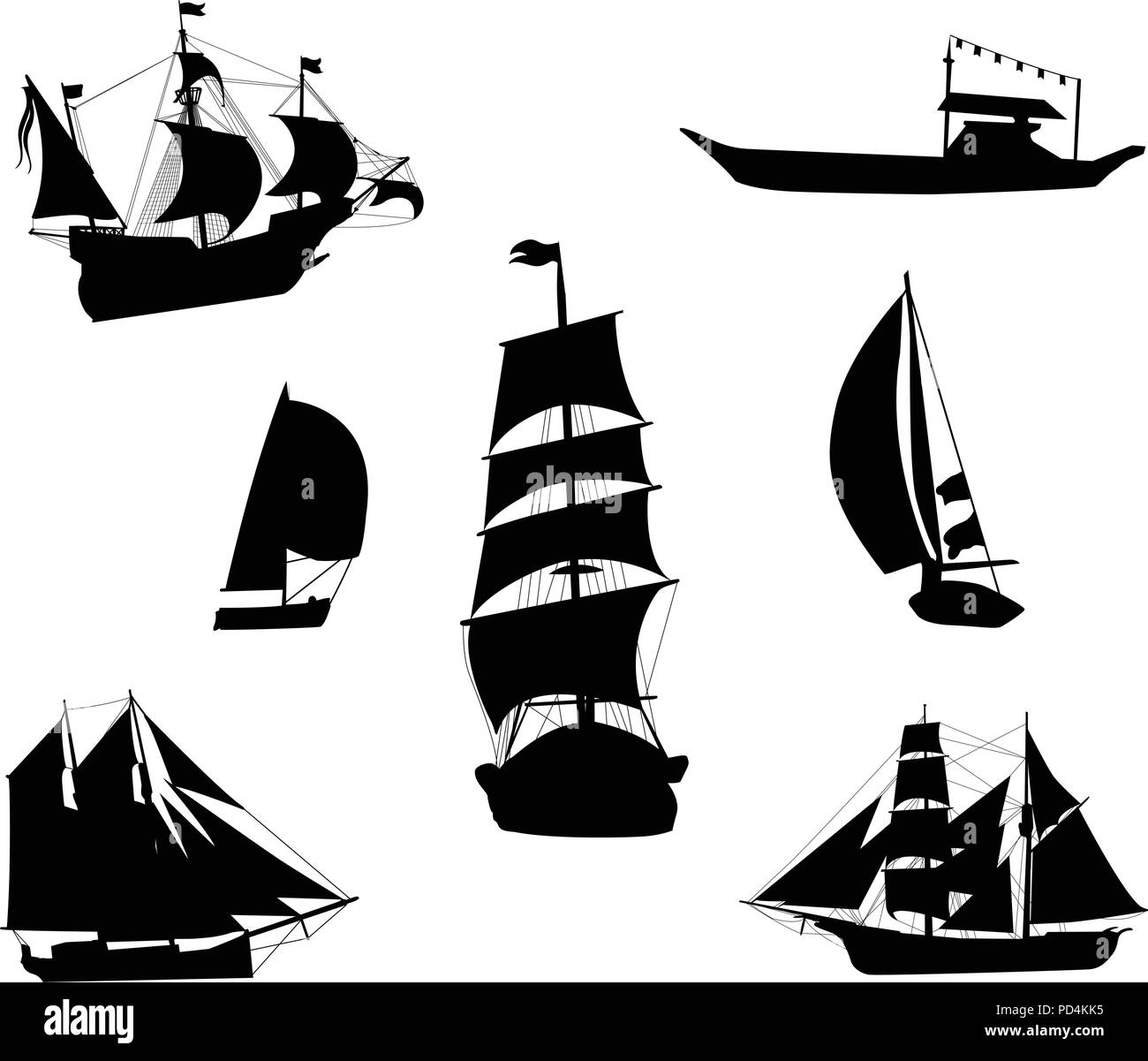 Silhouettes of historic sailing ships Stock Vector Image & Art Alamy