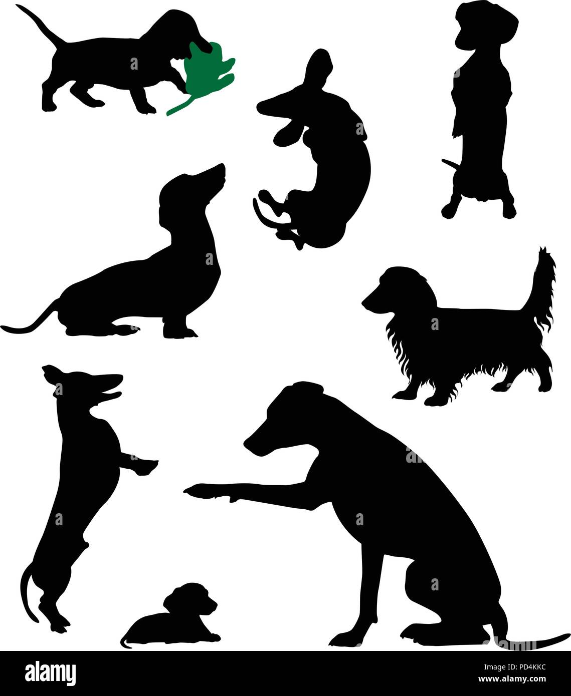 Silhouettes Of Dachshunds Vector Illustration Stock Vector Art