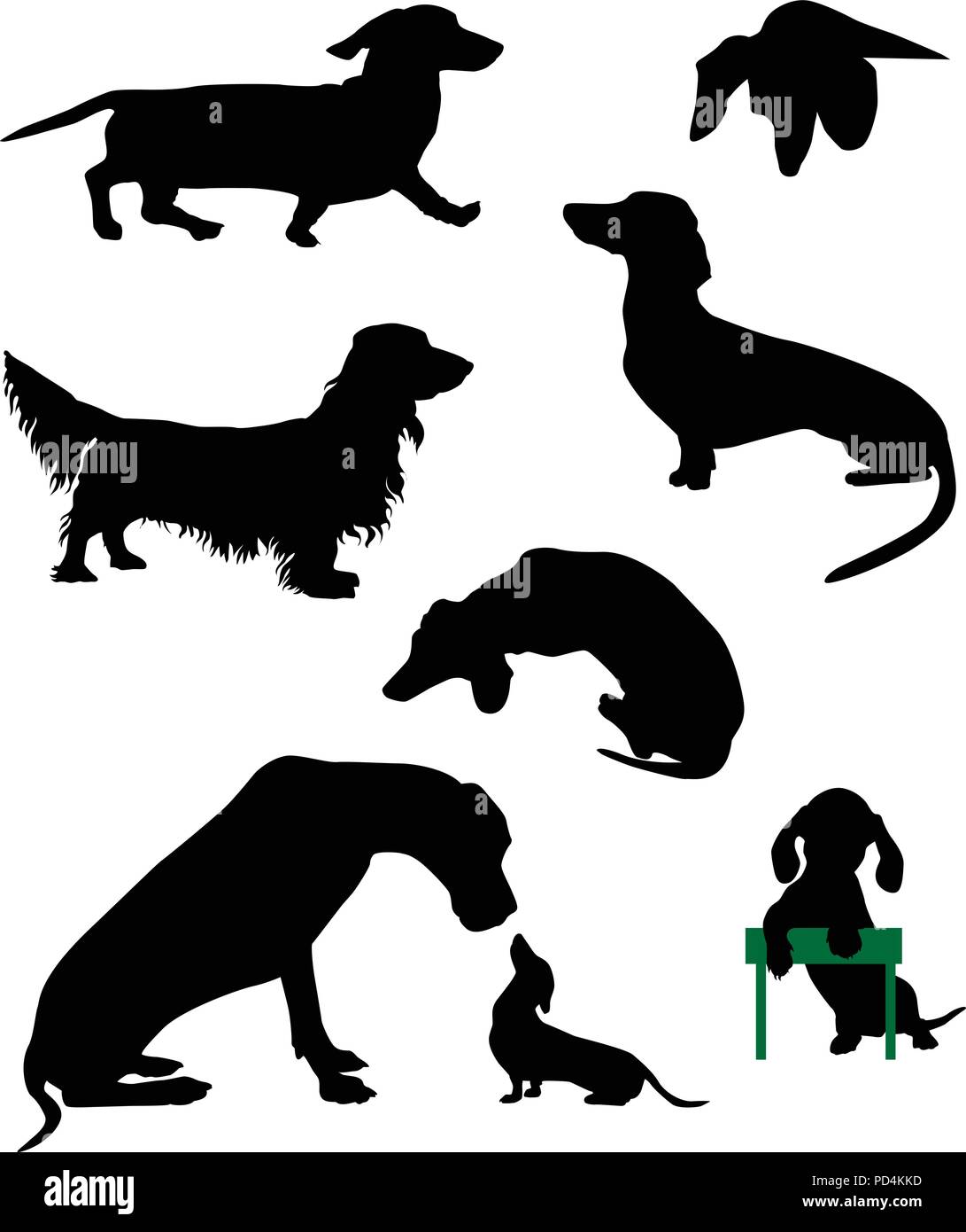 Silhouettes Of Dachshunds Vector Illustration Stock Vector Art
