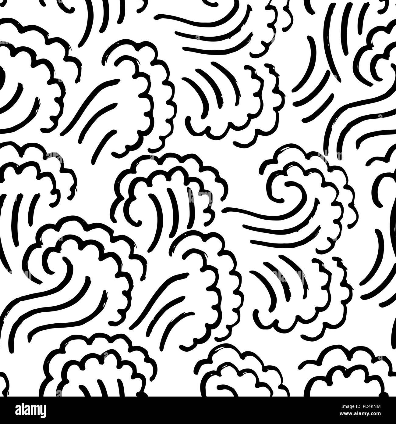 Abstract seamless wave pattern. Waving curling lines background. Vector illustration. Stock Vector