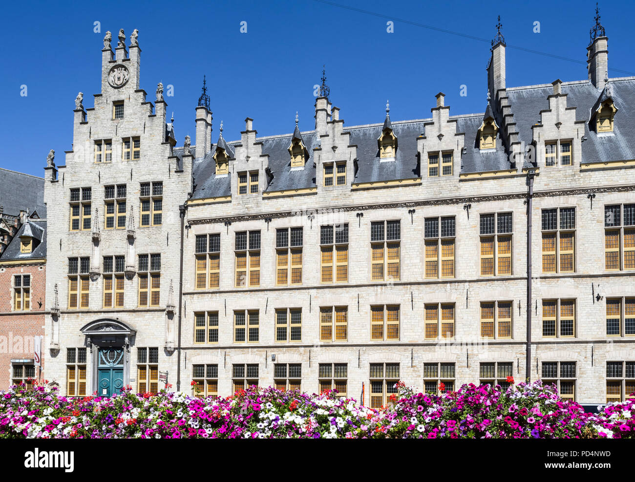 De Beyaert, former neo-Gothic city hall now Post Office in the city  Mechelen / Malines, Antwerp, Flanders, Belgium Stock Photo - Alamy