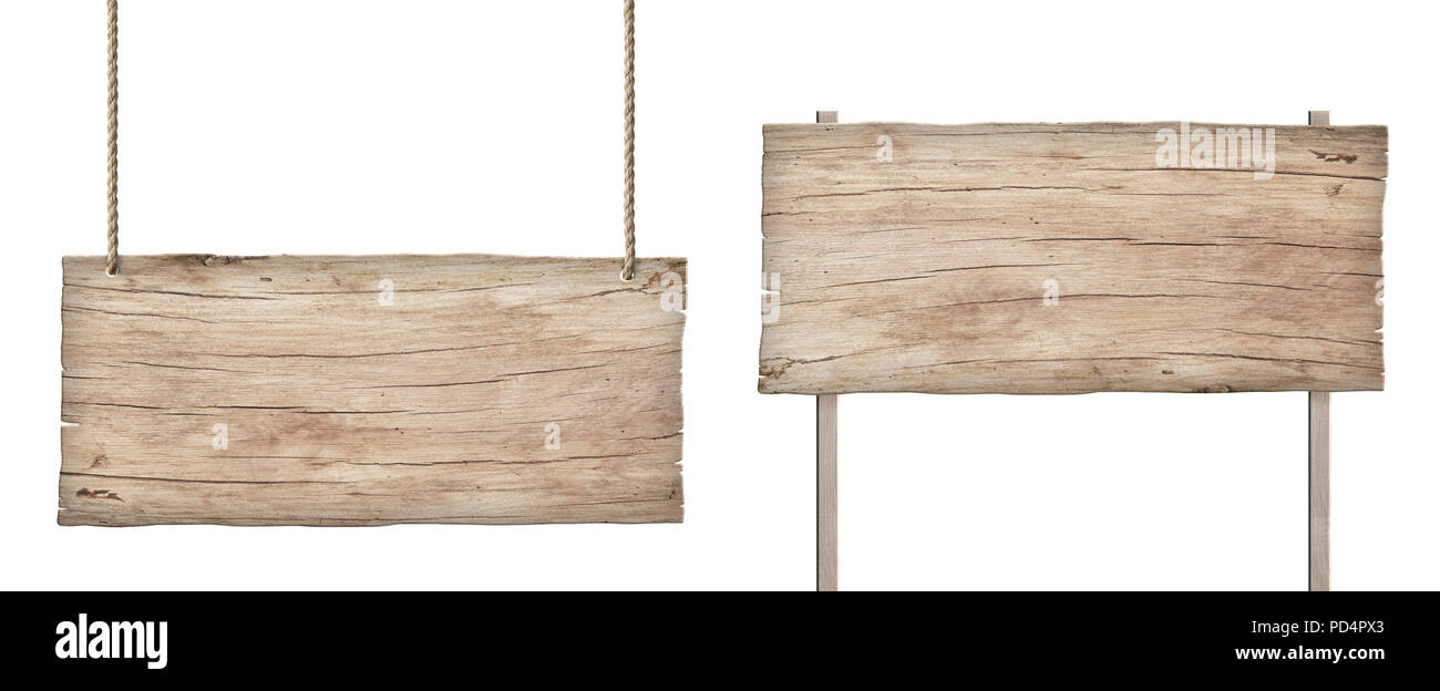 old weathered light wood sign isolated on white background Stock Photo ...