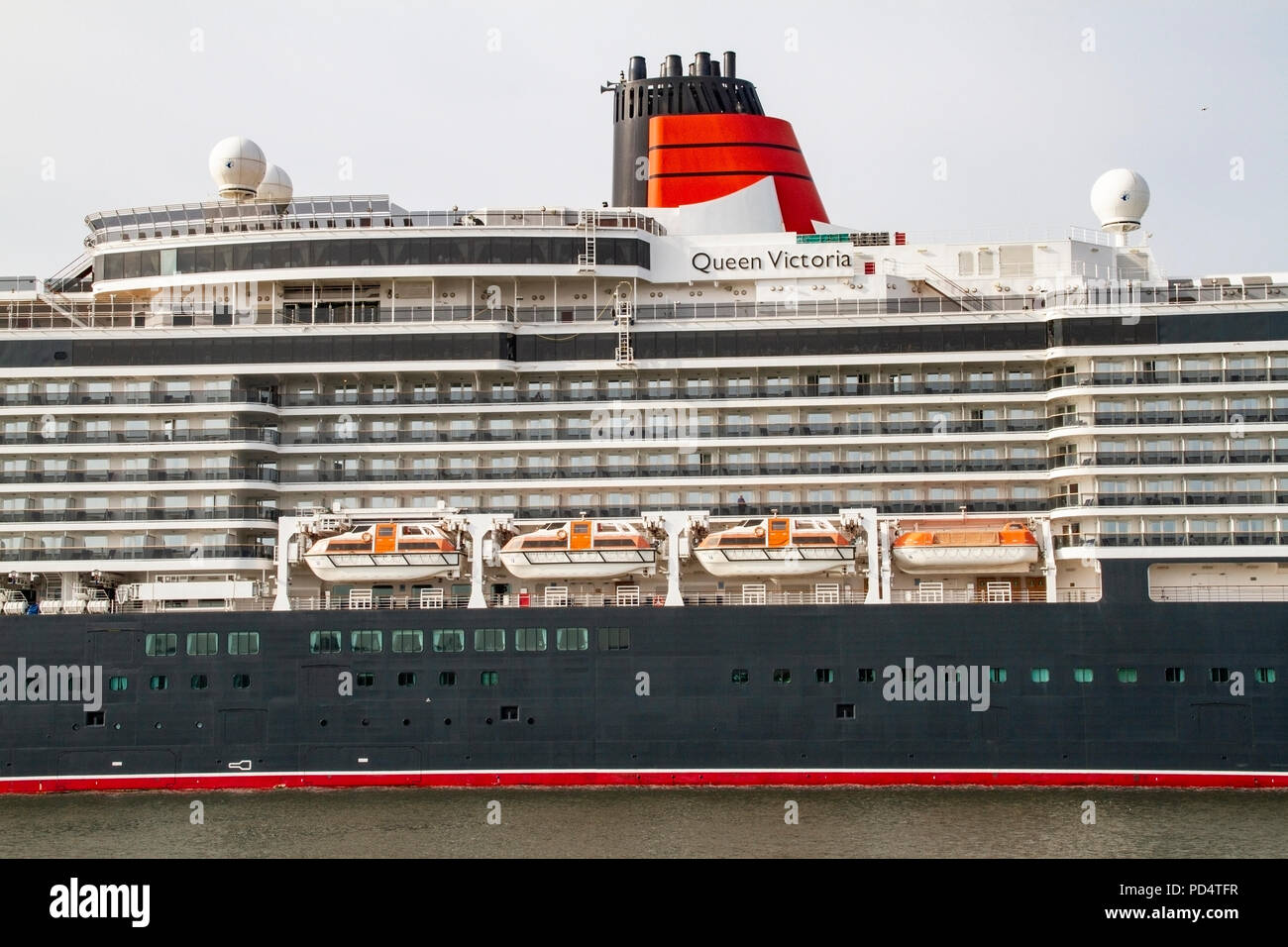 Queen Victoria Cunard cruise ship in port, Amsterdam, Netherlands Stock