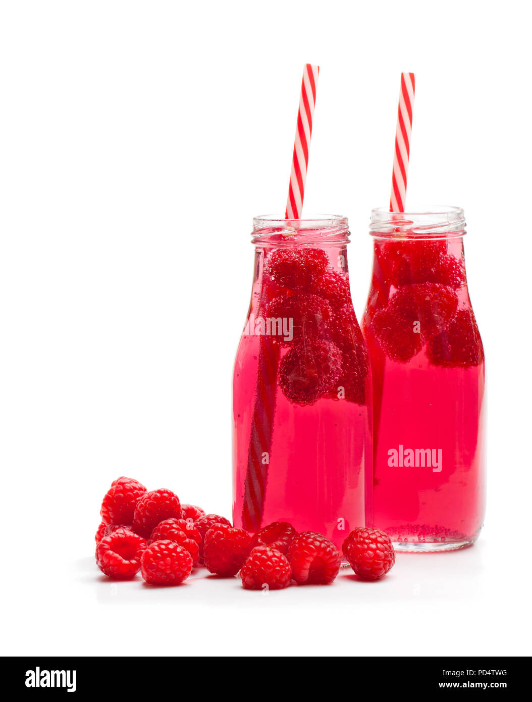 Homemade lemonade with raspberry isolated on white Stock Photo Alamy