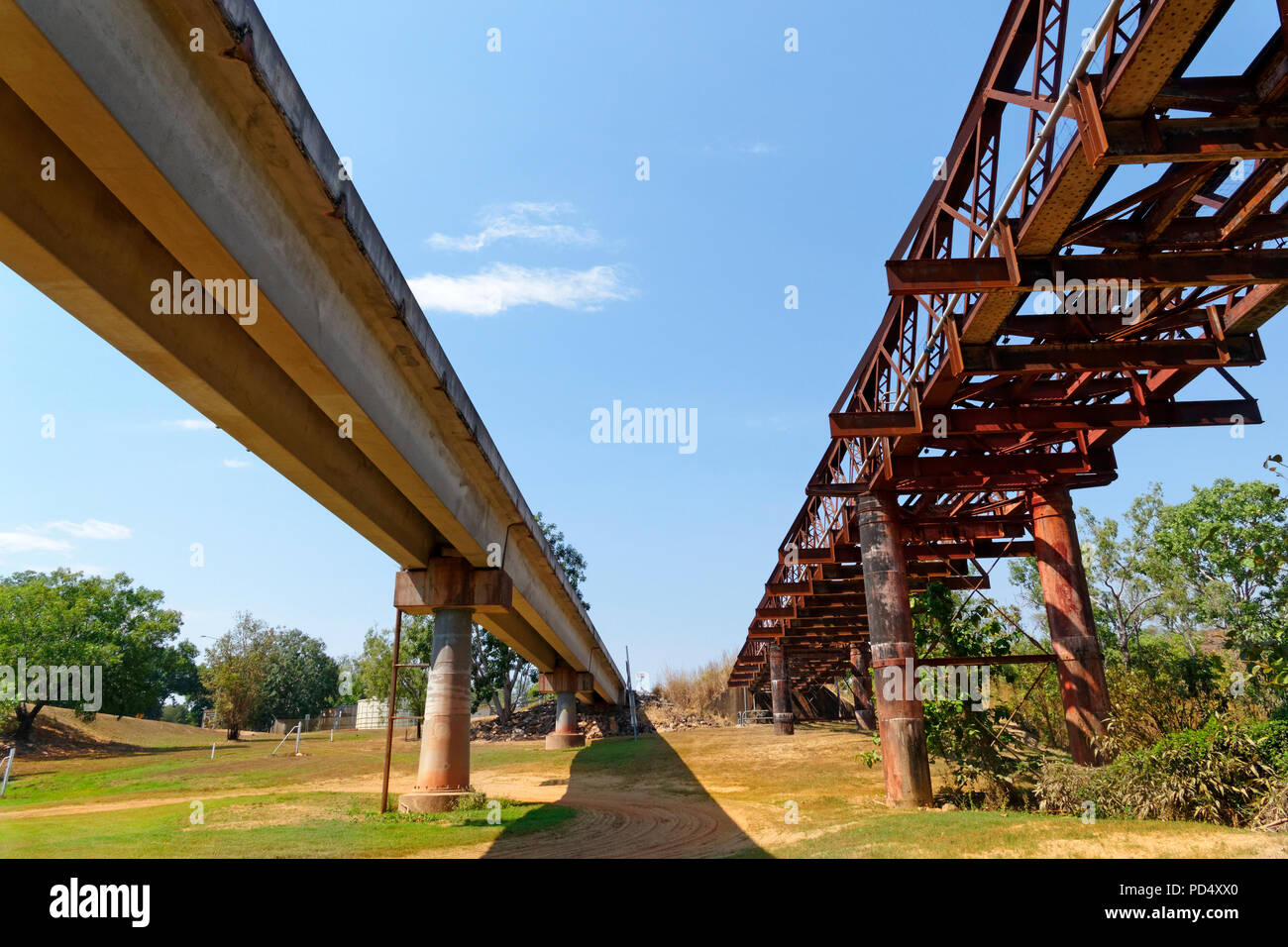 Palmerston and Pine creek  railway bridges, Adelaide River, Northern Territory, Australia Stock Photo