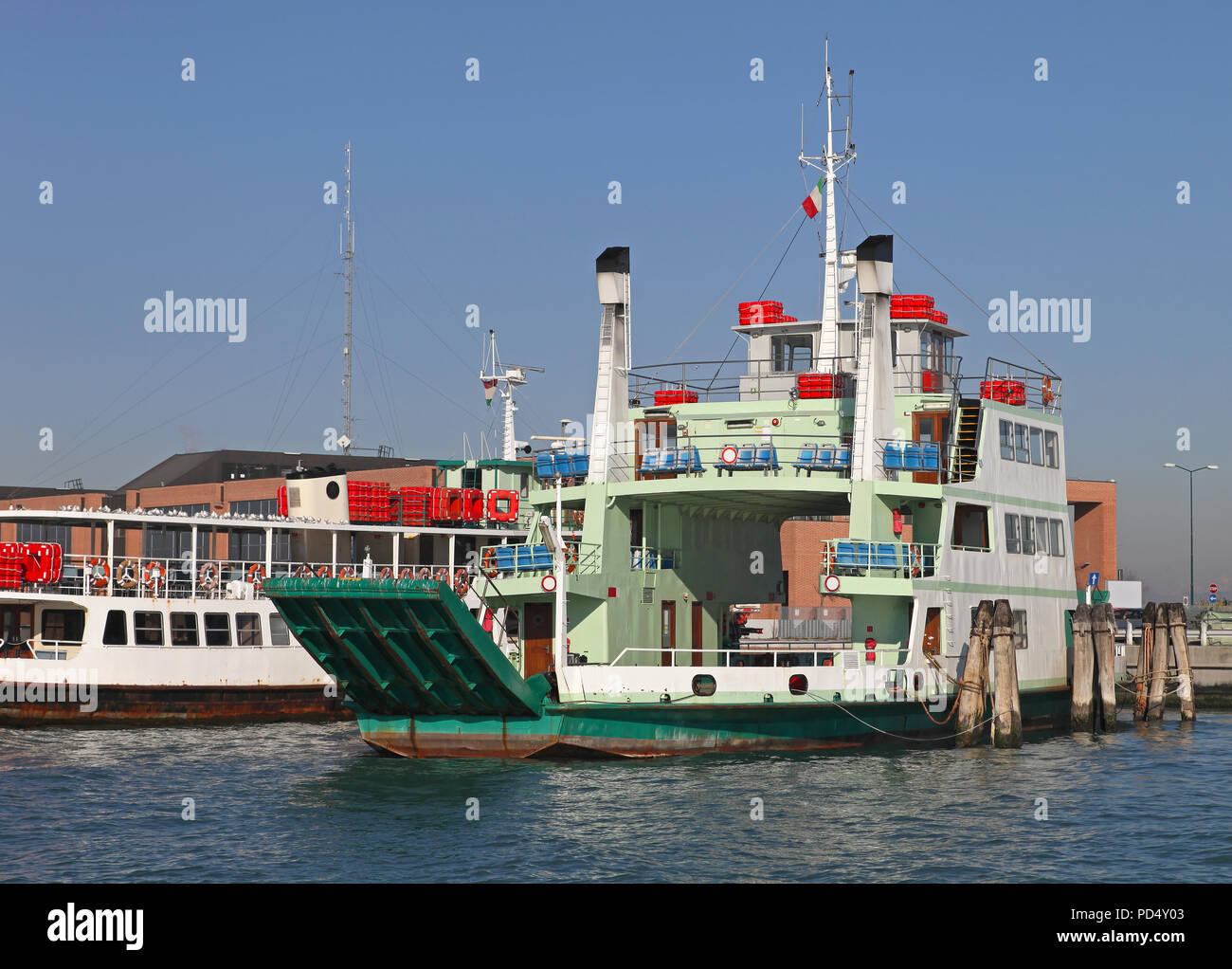 Car ferry boat at terminal in Venice Stock Photo Alamy