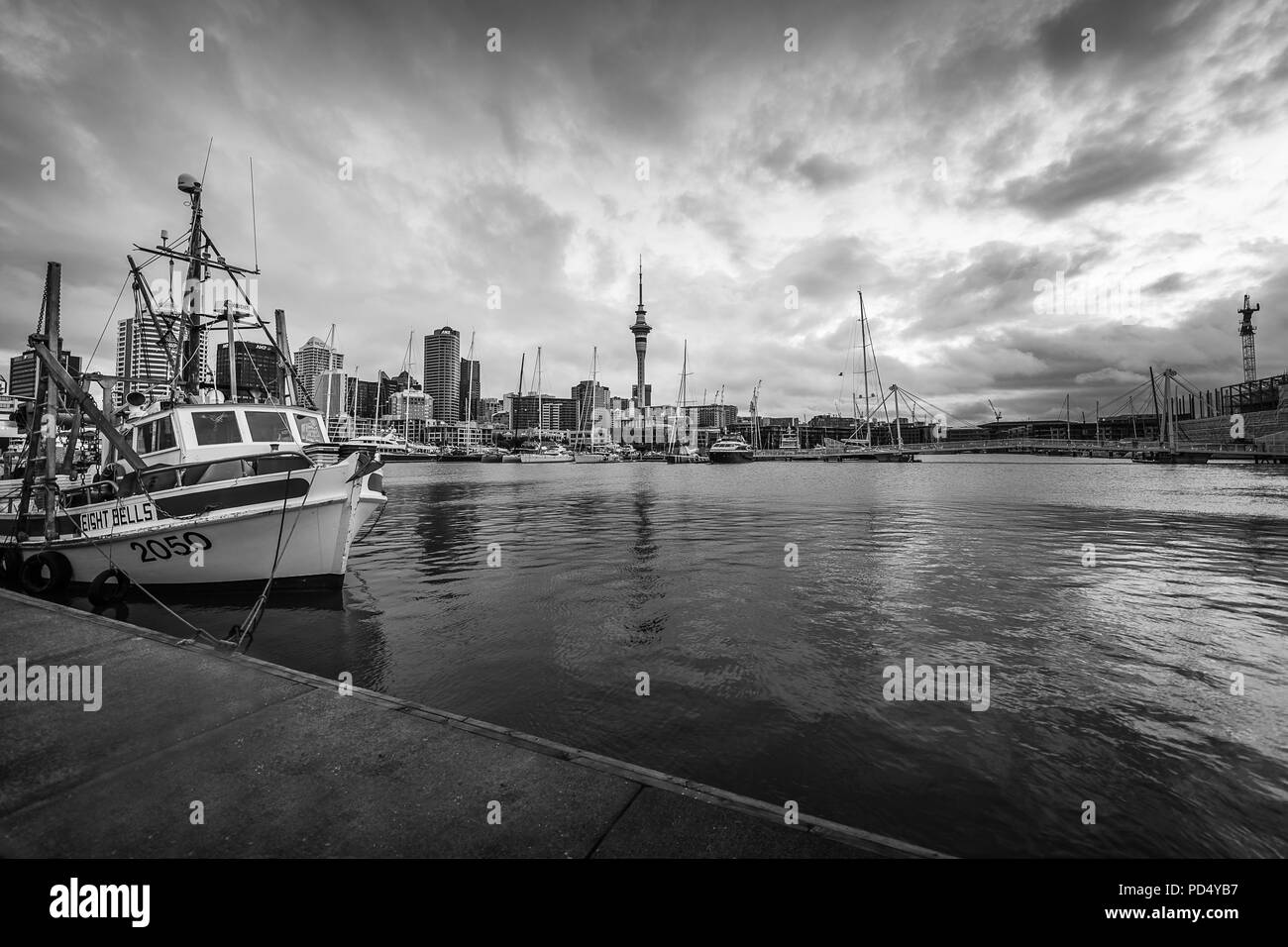 Panoramic view city harbour Black and White Stock Photos & Images - Alamy