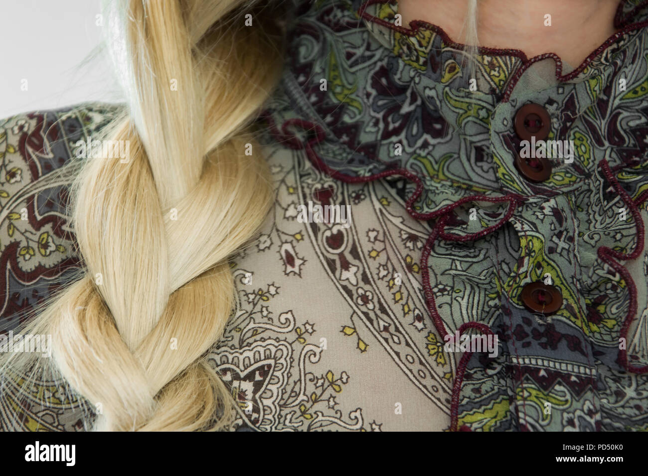 Concept Of Stylish Hairstyle Close Up Of A Blond Woman With