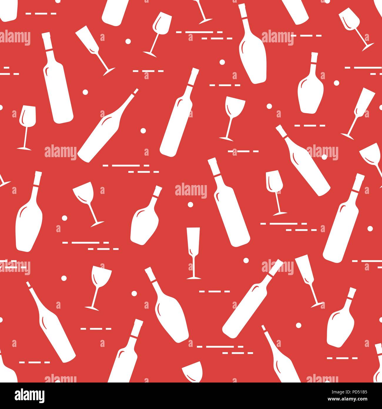 Seamless pattern of wine glasses and bottles of wine. Wine-making ...