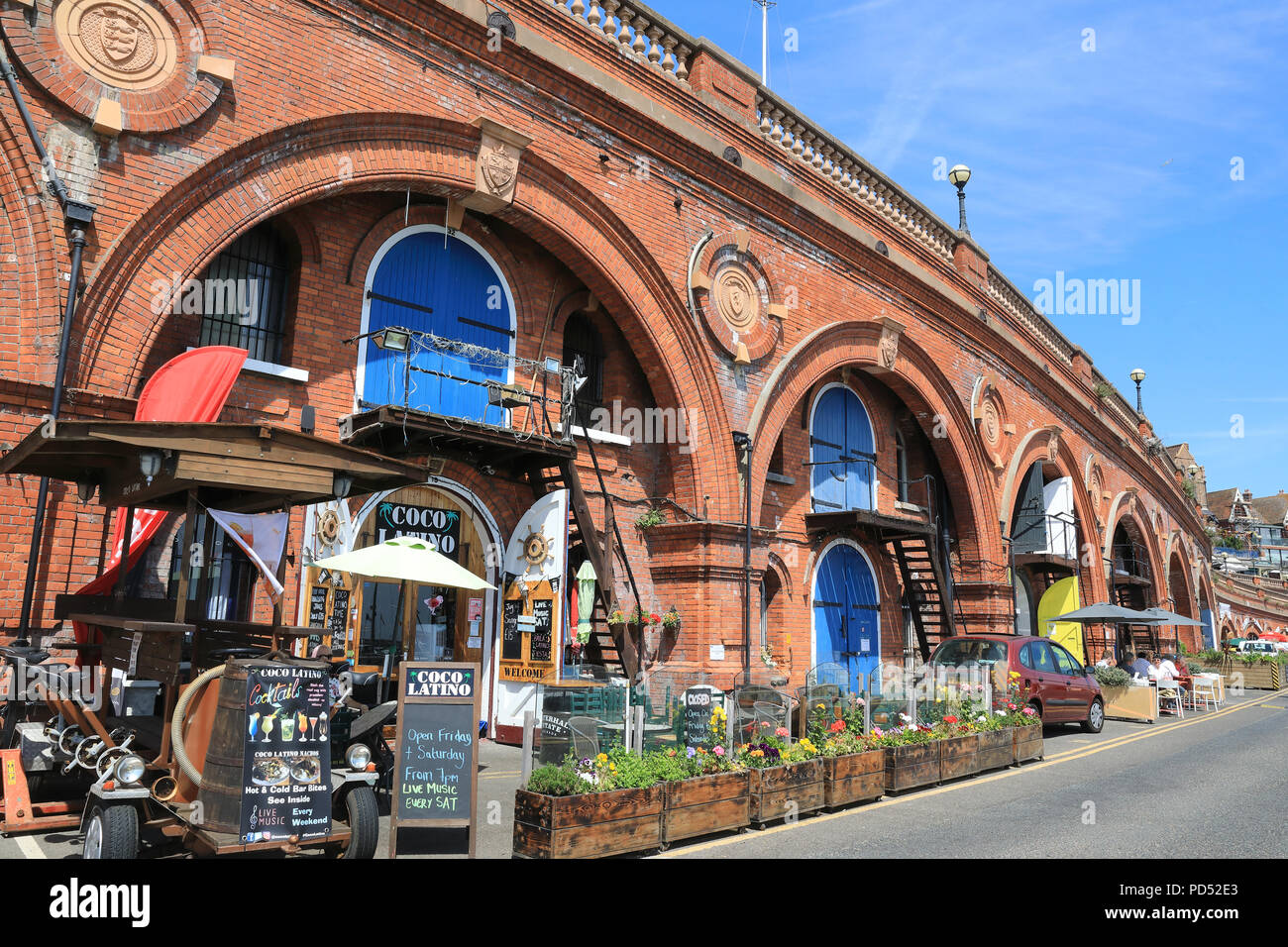 Victorian arches by the harbour, converted into trendy cafes and shops, in Ramsgate, on the Isle