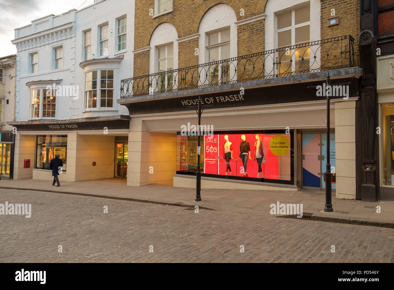 Guildford, UK March 21st 2018 the high street with the House of