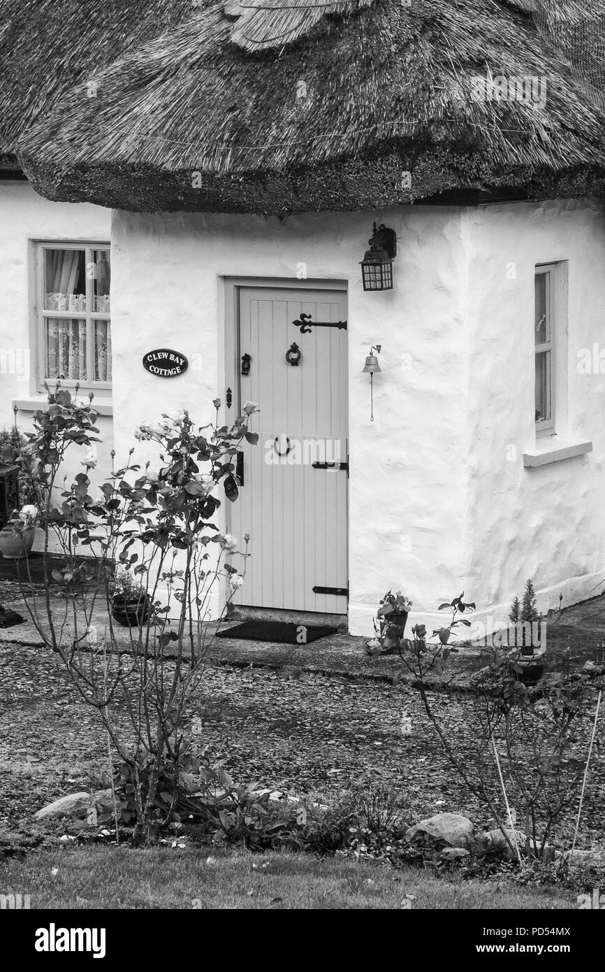 Thatched Roof Cottage in County Mayo, Ireland Stock Photo