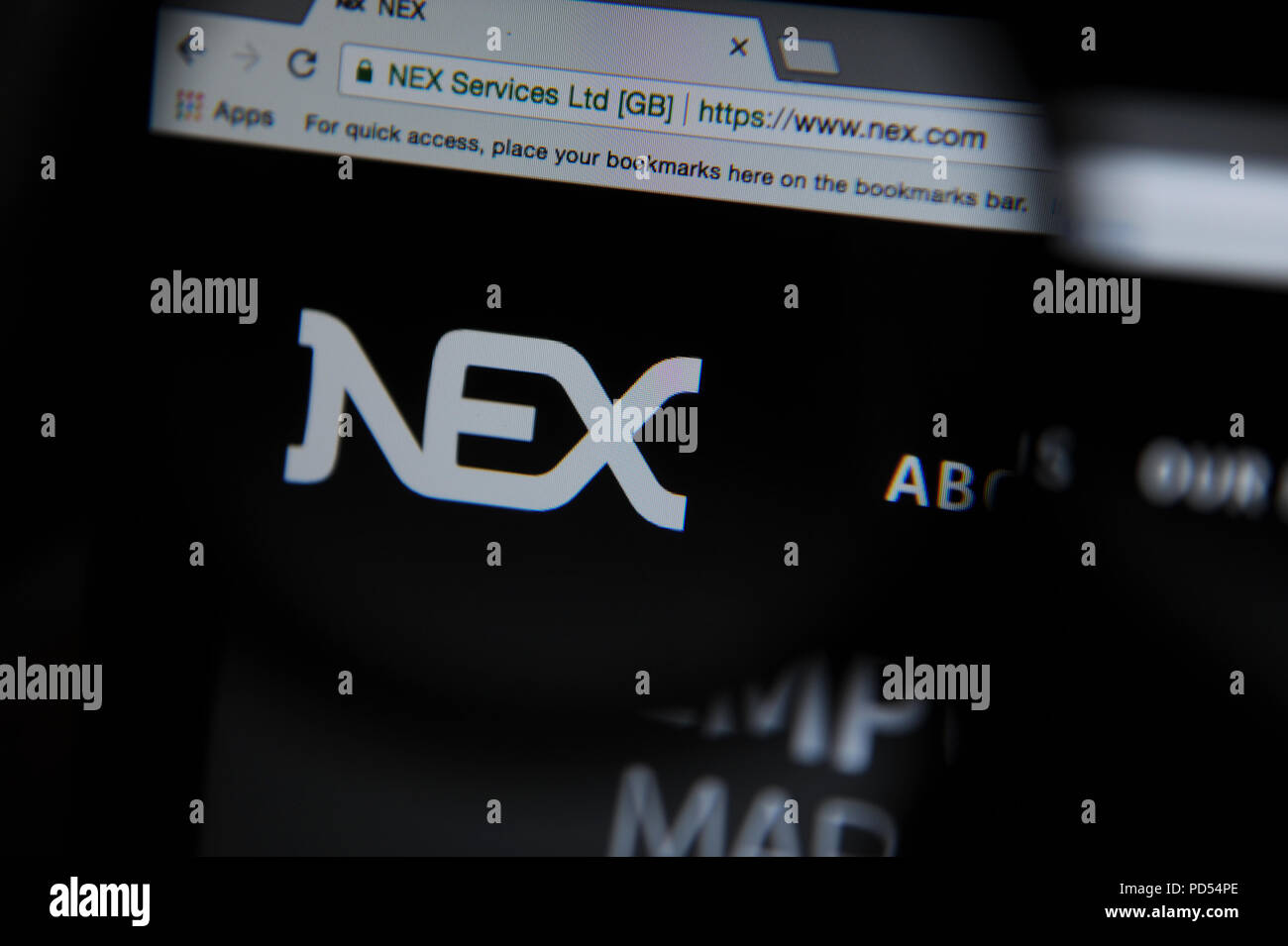 The NEX website seen through a magnifying glass Stock Photo