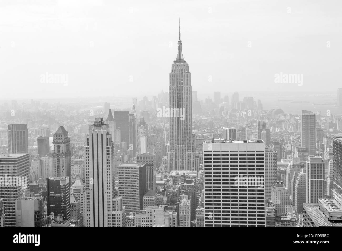 Sepia-colored view of midtown and downtown Manhattan from above Stock Photo