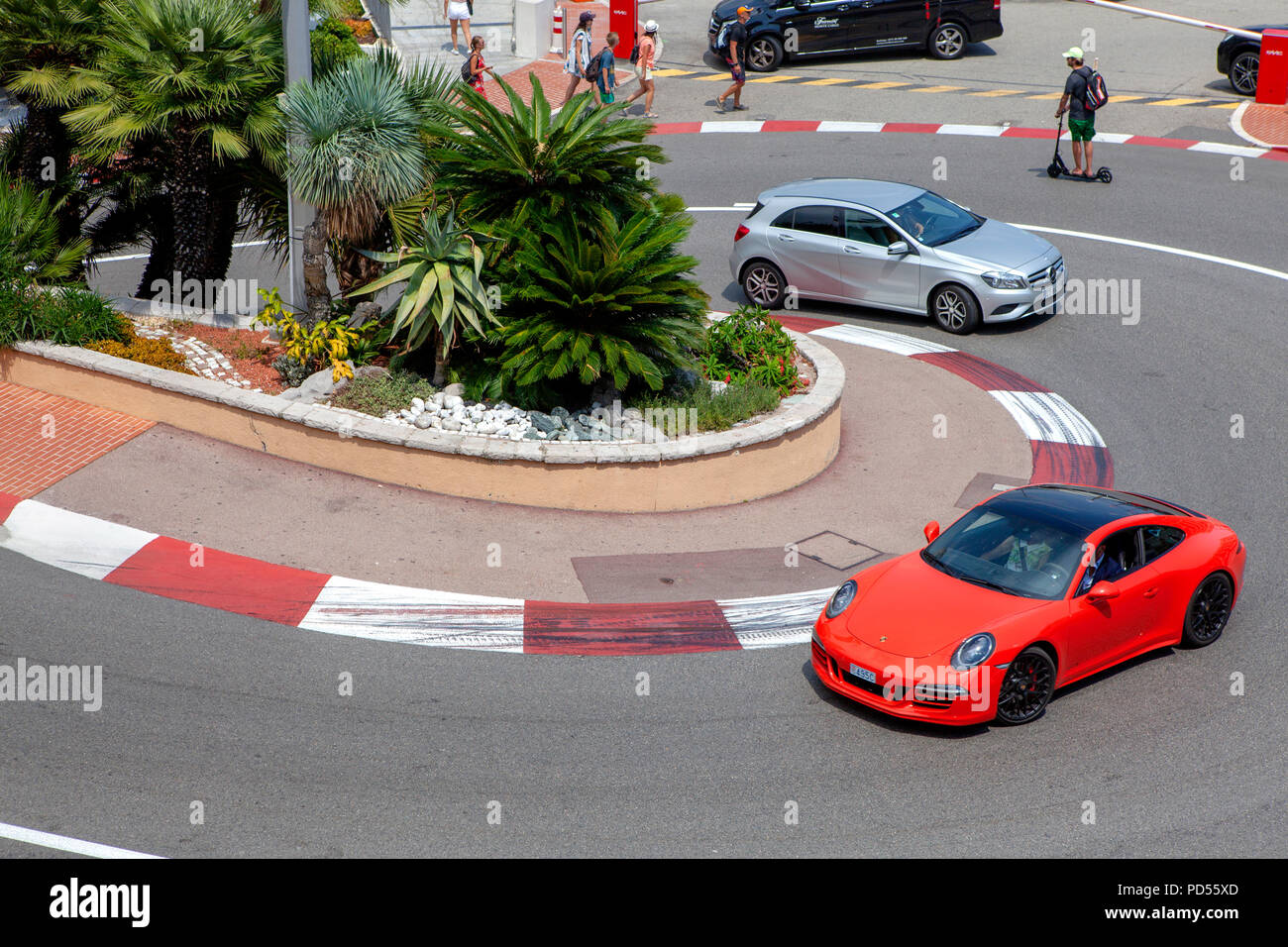 Circuit de Monaco and the entrance of the Fairmont Hairpin street circuit of Monte Carlo Stock Photo