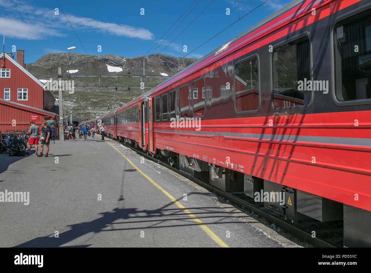 Oslo - Bergen train at one of its stops not far from Oslo Stock Photo -  Alamy