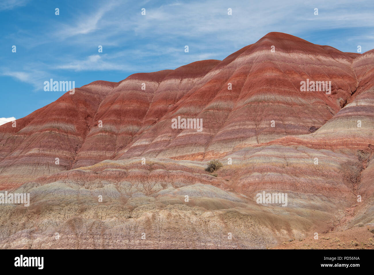 Colorful strata of red, purple, gray, green, and blue in Grand Staircase-Escalante National Monument in Paria, Utah Stock Photo