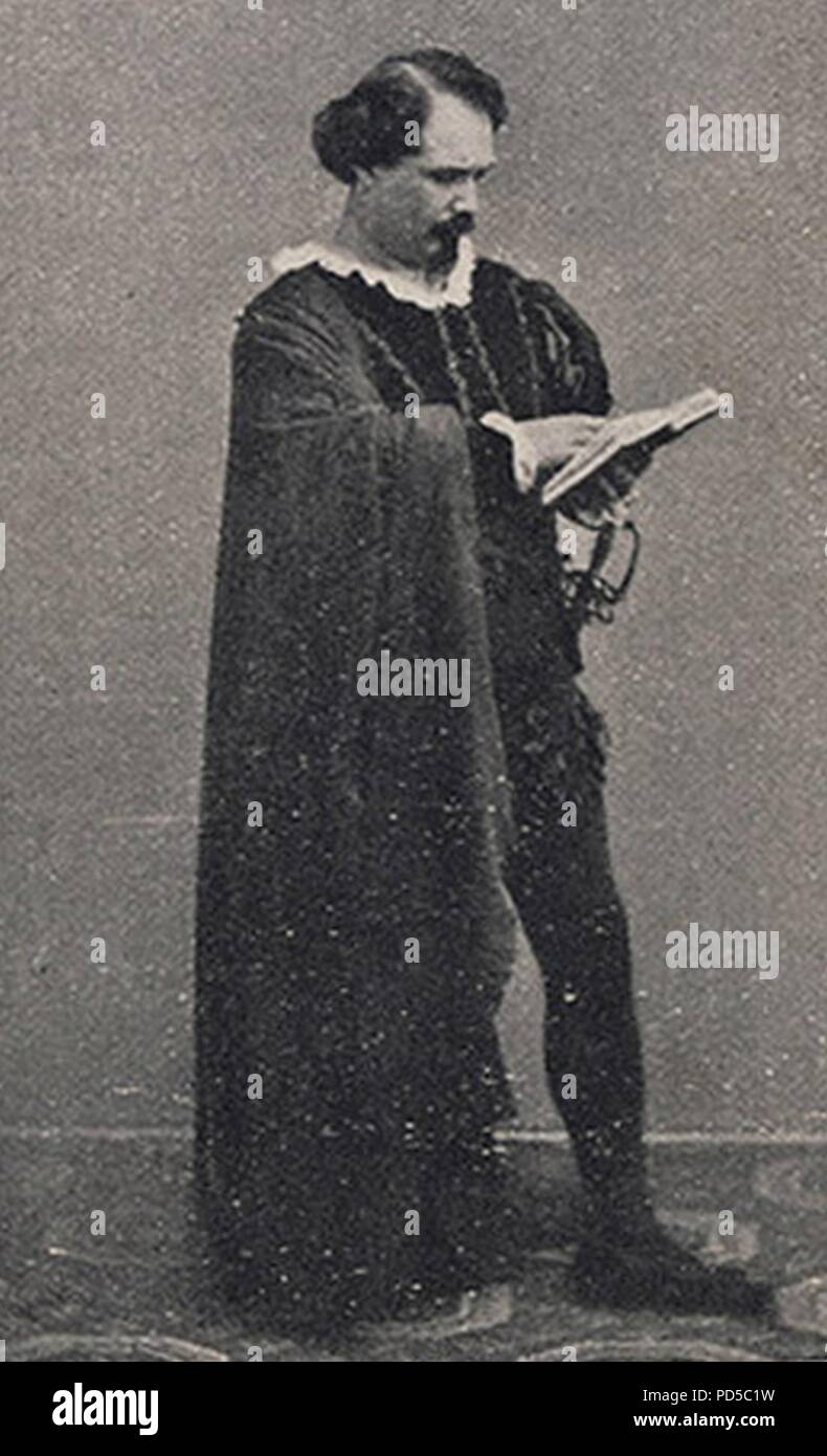 Amleto-1871-Mario Tiberini as Hamlet. Stock Photo