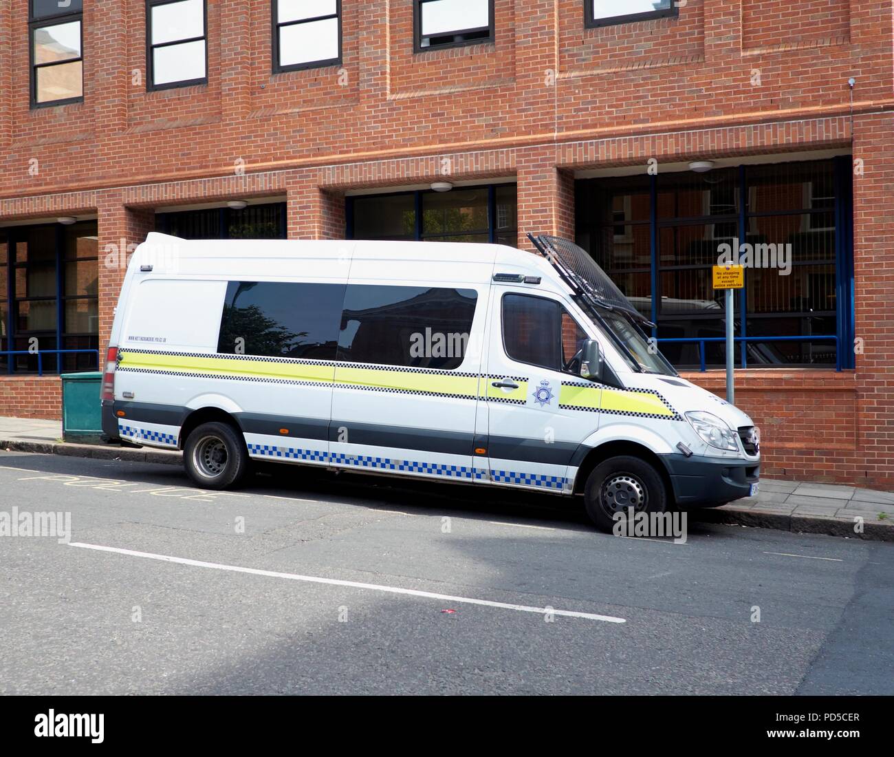 Nottinghamshire Police van parked in a designated police parking space,Nottingham City Centre UK Stock Photo