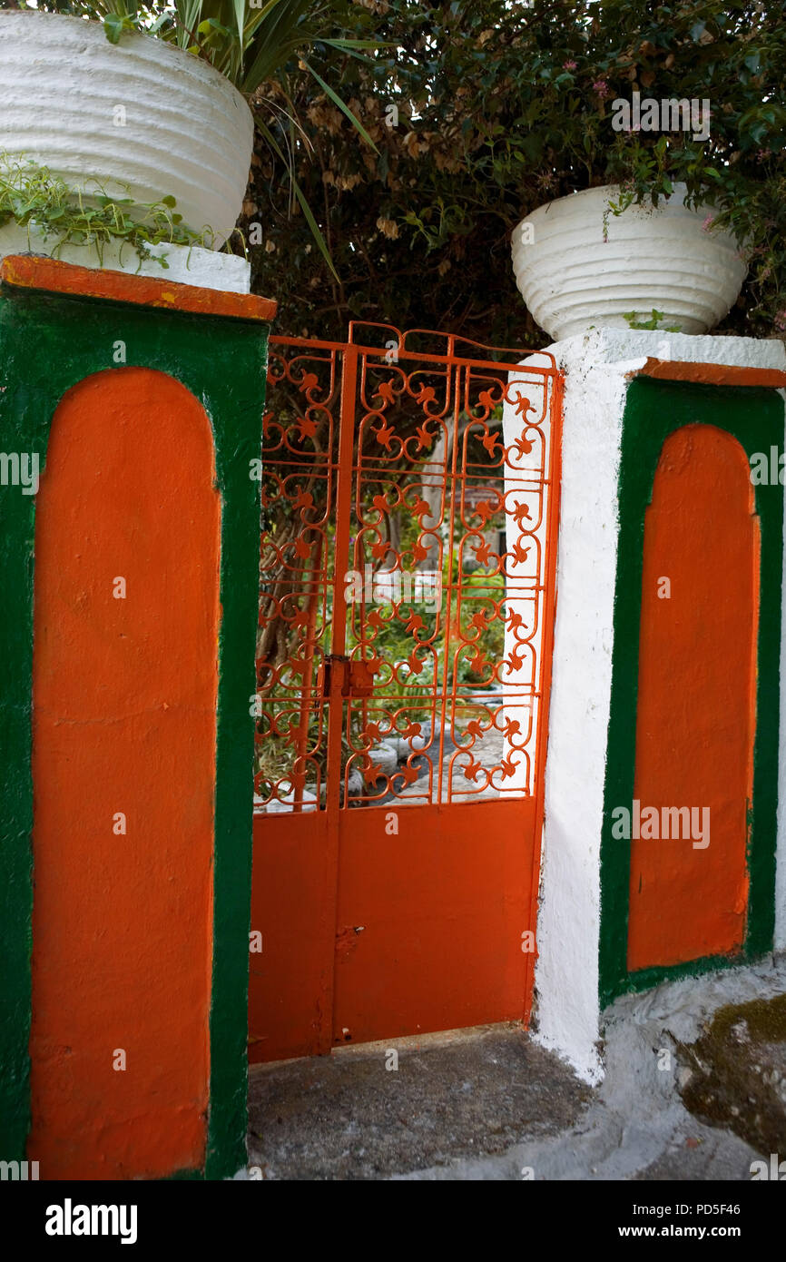 Gaudilypainted front gates, Lakka, Paxos, Greece Stock Photo Alamy