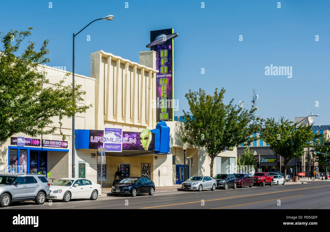 Roswell, New Mexico, USA, International UFO Museum and Research Center exterior and street scene.. Stock Photo