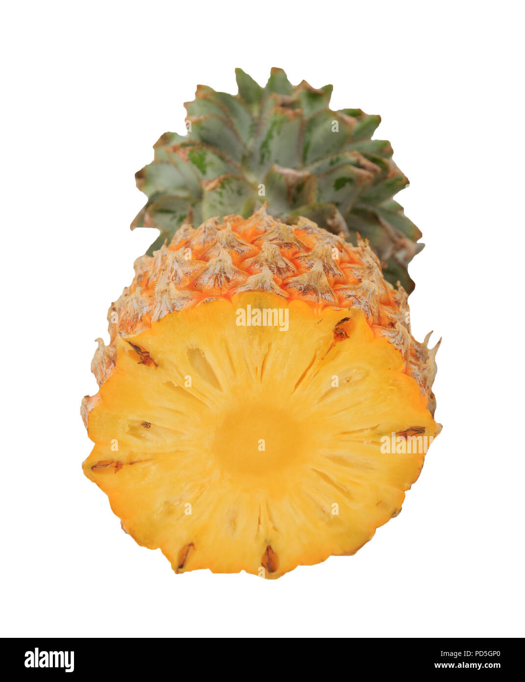 half pineapple isolated on white background Stock Photo - Alamy