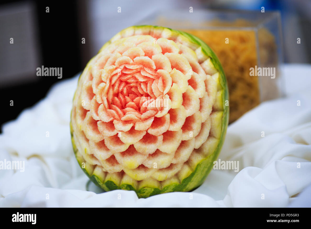 Watermelon carving, fruit figures, food design Stock Photo