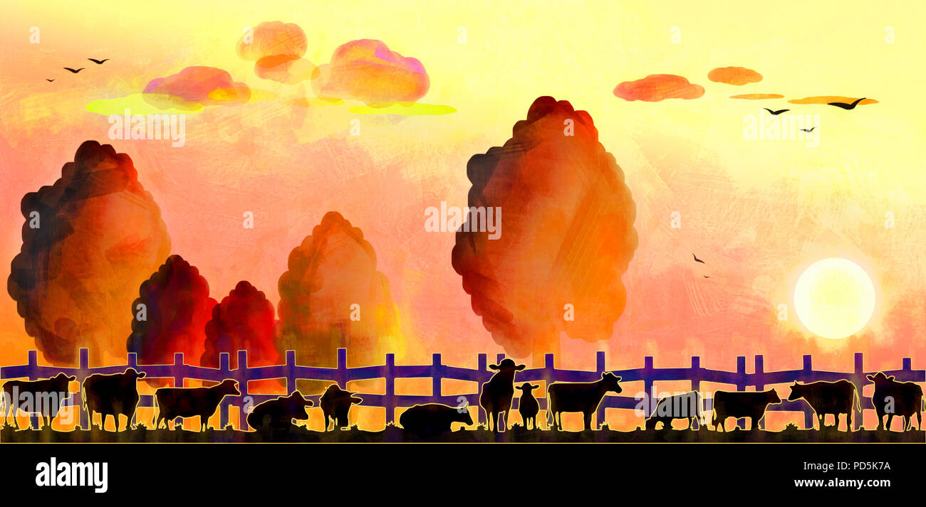 Watercolor cows hi-res stock photography and images - Alamy
