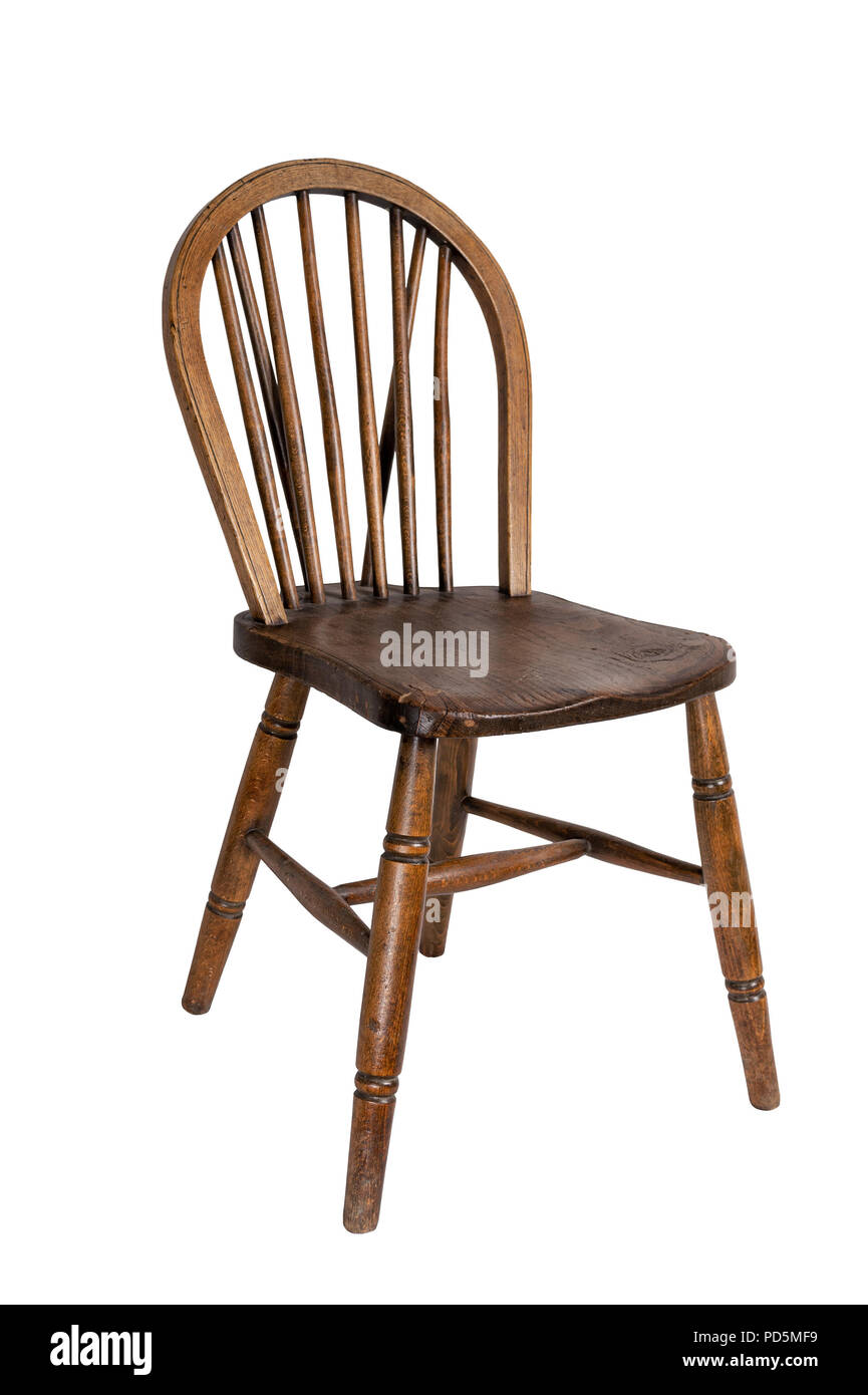 Retro wooden french dining chair isolated on white background including clipping path Stock Photo