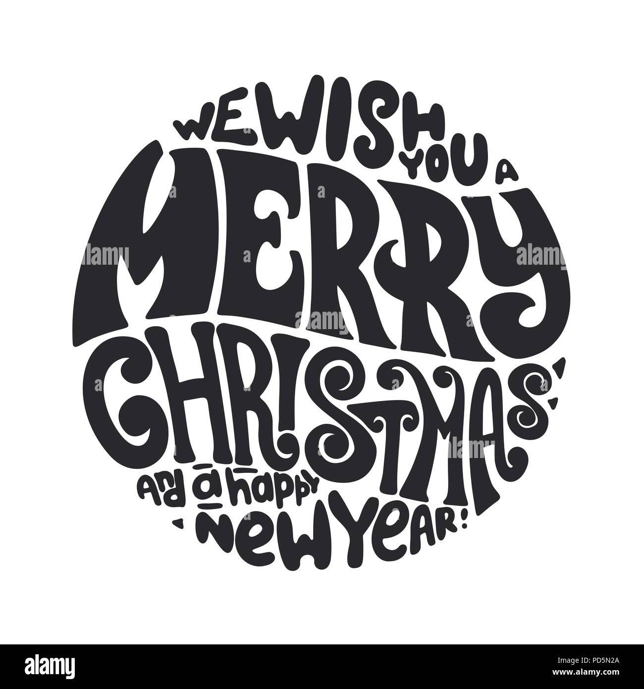 We wish you a Merry Christmas and Happy New Year typography Stock Vector
