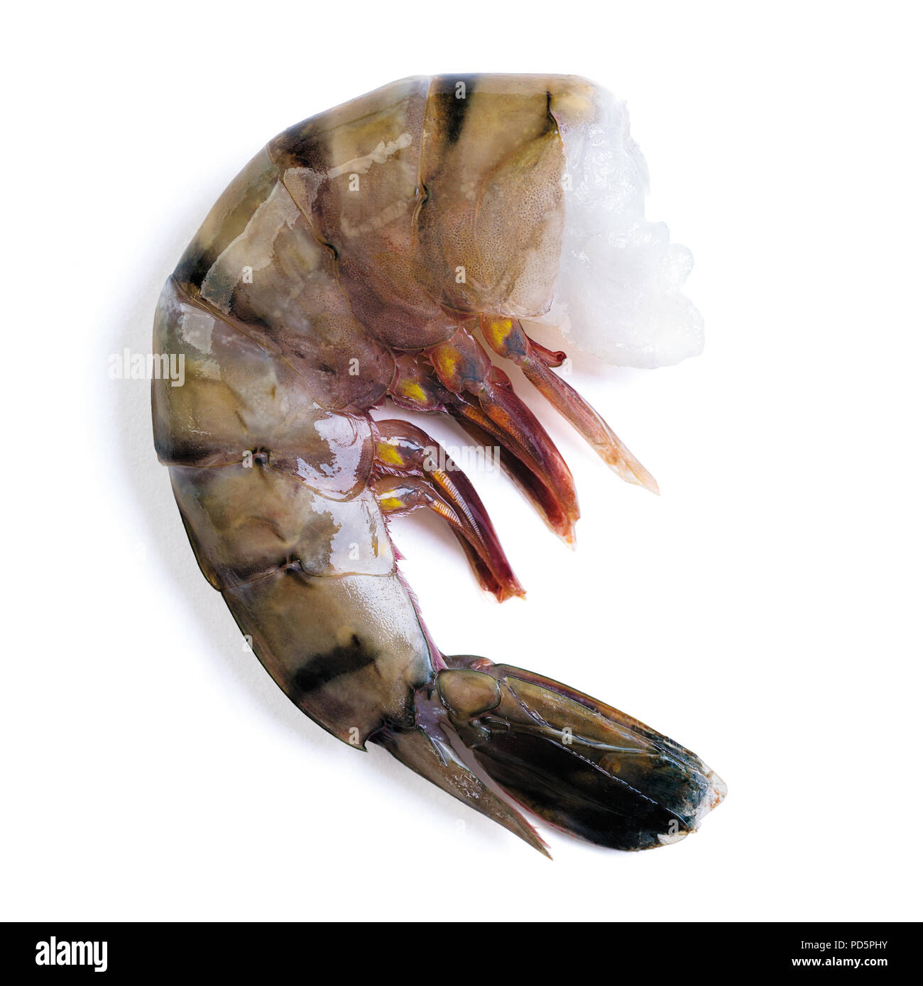 Raw black tiger shrimp on black background Stock Photo - Alamy