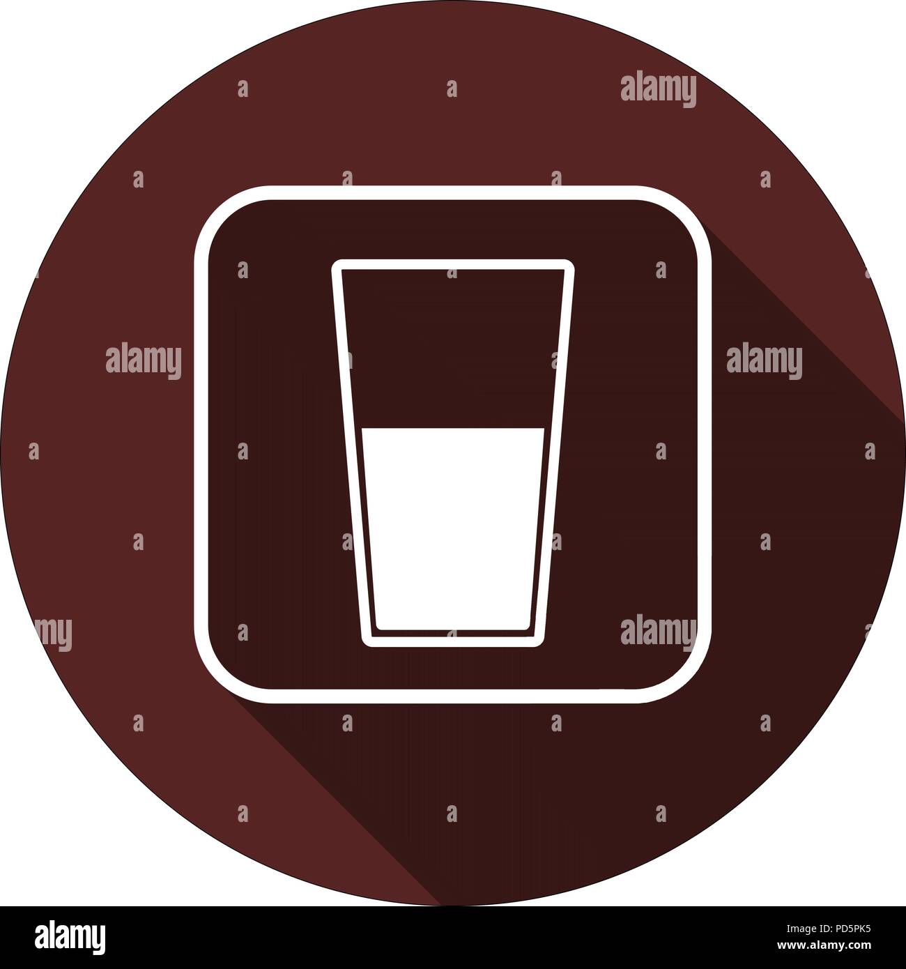 Vector. Glass with liquid in the contour of a square with a shadow on a ...