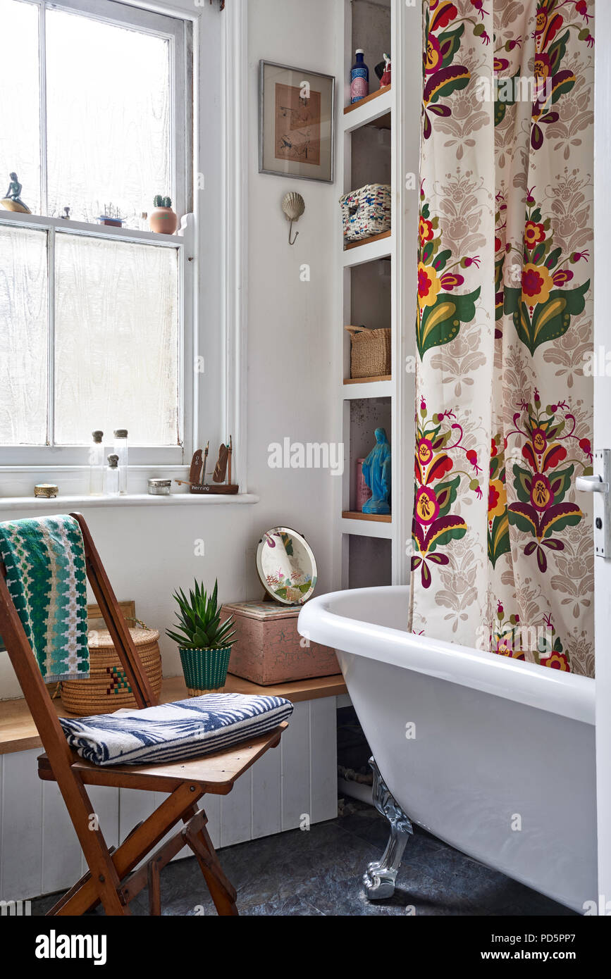 Brightly Coloured Shower Curtain Based On Swedish Kurbits Folk Art